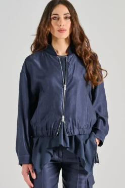 Felpa gabardina lucida blu