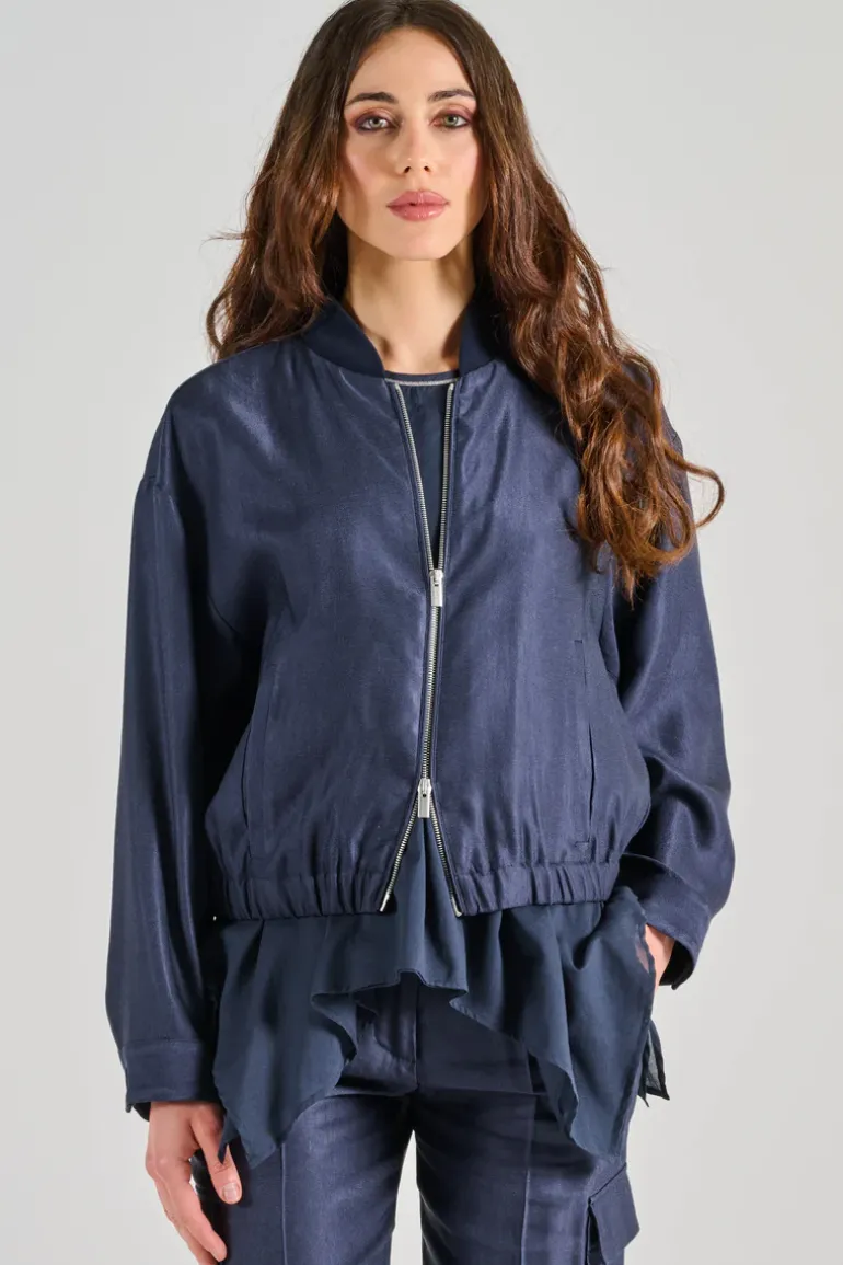 Felpa gabardina lucida blu