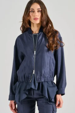 Felpa gabardina lucida blu