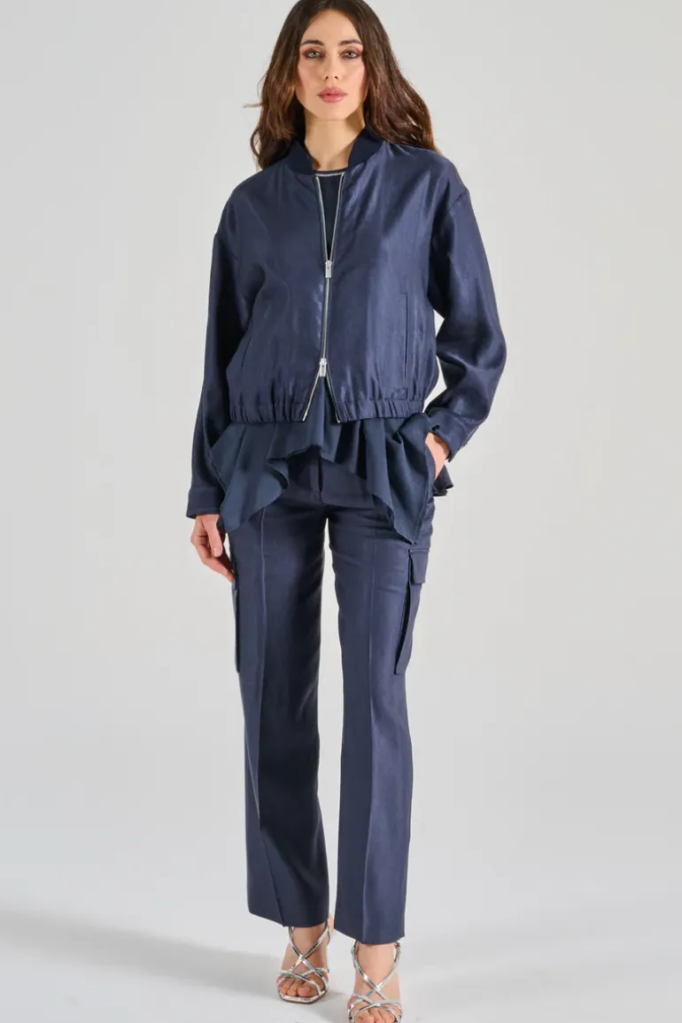 Felpa gabardina lucida blu