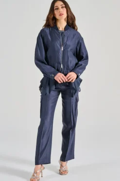 Felpa gabardina lucida blu