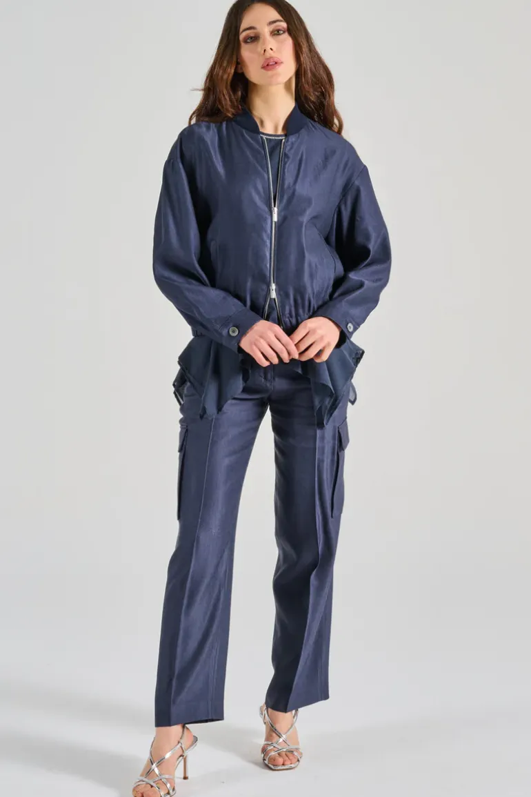 Felpa gabardina lucida blu