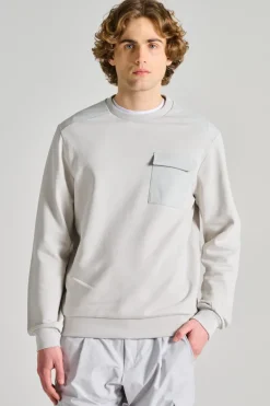 Felpa girocollo taschino cotone bianco