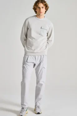 Felpa girocollo taschino cotone bianco