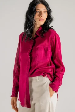 Forte forte camicia essential cotton/silk bianca