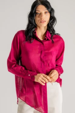 Forte forte camicia essential cotton/silk bianca