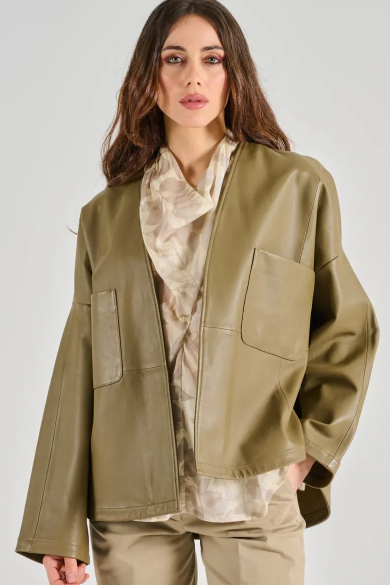 Forte forte giacca nappa pelle beige