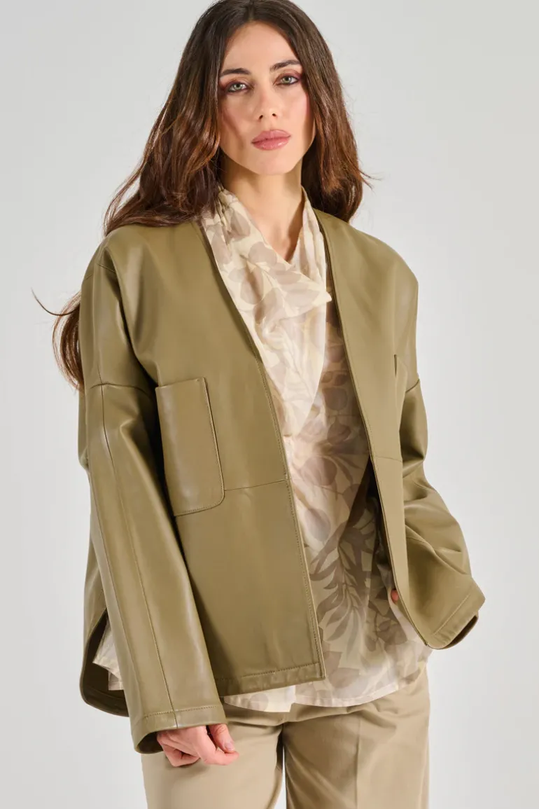 Forte forte giacca nappa pelle beige