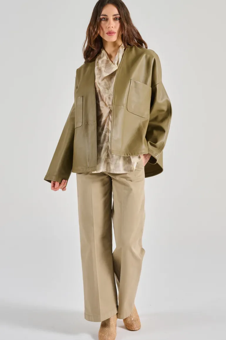 Forte forte giacca nappa pelle beige