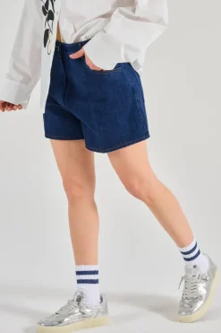 Forte forte shorts denim cotone blu