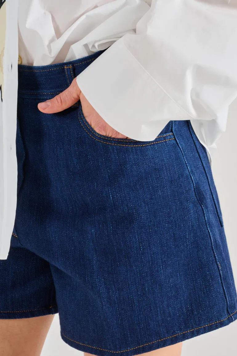 Forte forte shorts denim cotone blu