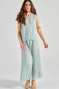 Forte forte top ecoviscose pliss azzurro