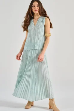 Forte forte top ecoviscose pliss azzurro