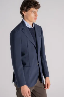 Giacca blu in lana/poliestere