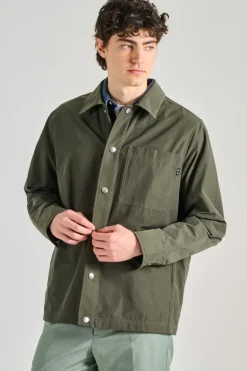 Giacca camicia over tessuto verde