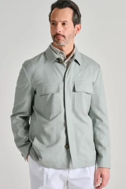 Giacca camicia tessuto verde