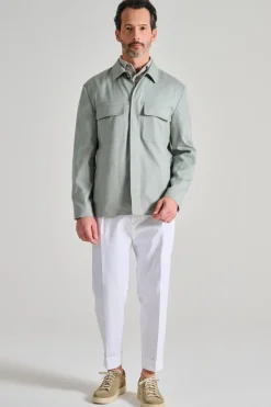 Giacca camicia tessuto verde