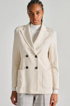 Giacca doppiopetto fiammato bianco