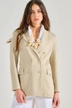 Giacca doppiopetto lino/cotone beige