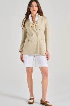 Giacca doppiopetto lino/cotone beige