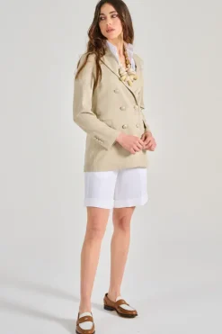 Giacca doppiopetto lino/cotone beige