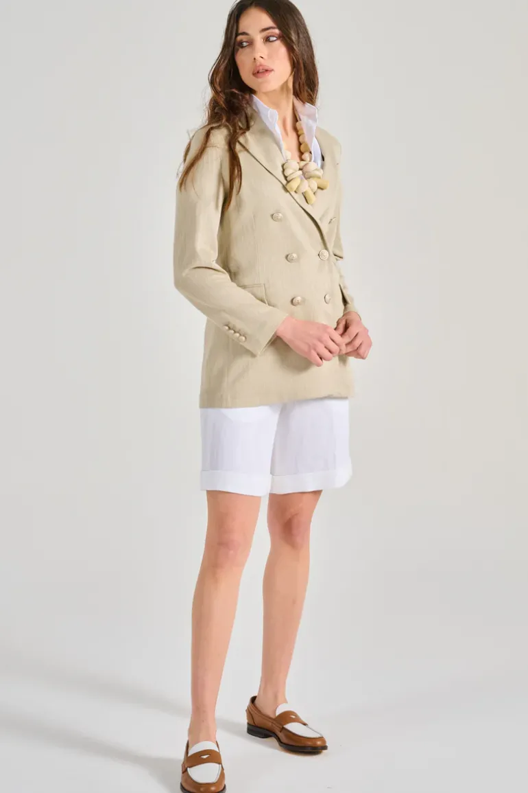 Giacca doppiopetto lino/cotone beige
