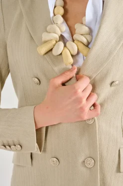 Giacca doppiopetto lino/cotone beige