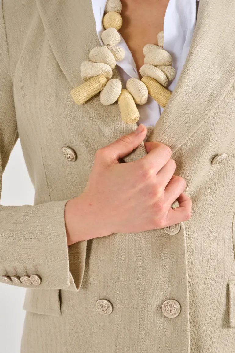 Giacca doppiopetto lino/cotone beige
