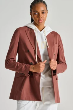 Giacca doppiopetto piquet marrone