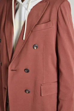 Giacca doppiopetto piquet marrone