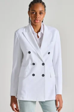 Giacca doppiopetto piquet bianco