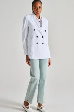 Giacca doppiopetto piquet bianco