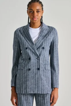 Giacca doppiopetto piquet azzurro