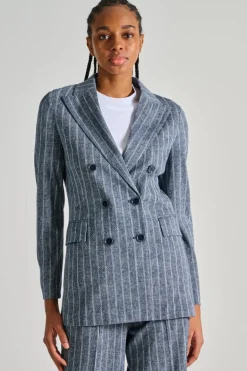 Giacca doppiopetto piquet azzurro