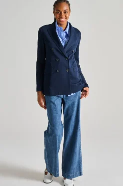 Giacca doppiopetto piquet blu