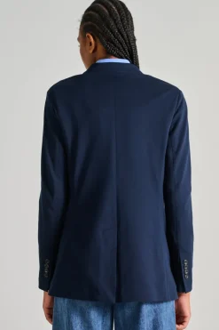 Giacca doppiopetto piquet blu