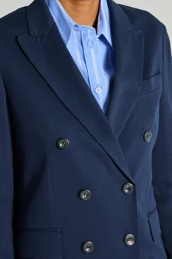 Giacca doppiopetto piquet blu
