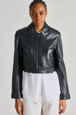 Giacca in pelle nero