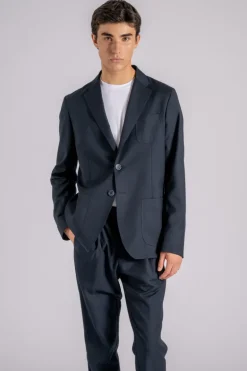 Giacca monopetto poliestere/viscosa blu