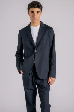 Giacca monopetto poliestere/viscosa blu