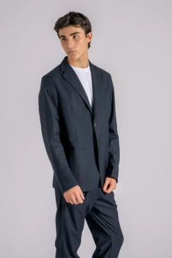 Giacca monopetto poliestere/viscosa blu