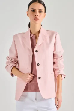 Giacca monopetto tessuto rosa