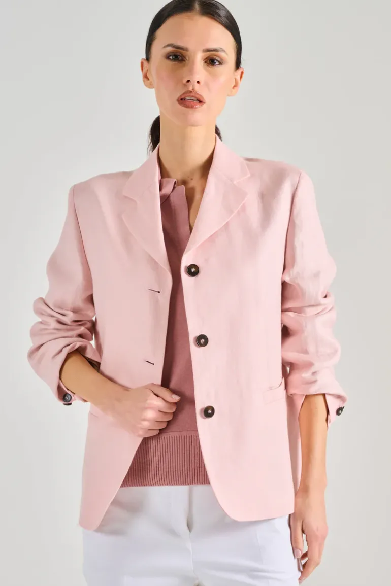 Giacca monopetto tessuto rosa