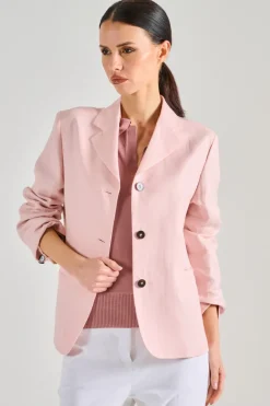 Giacca monopetto tessuto rosa