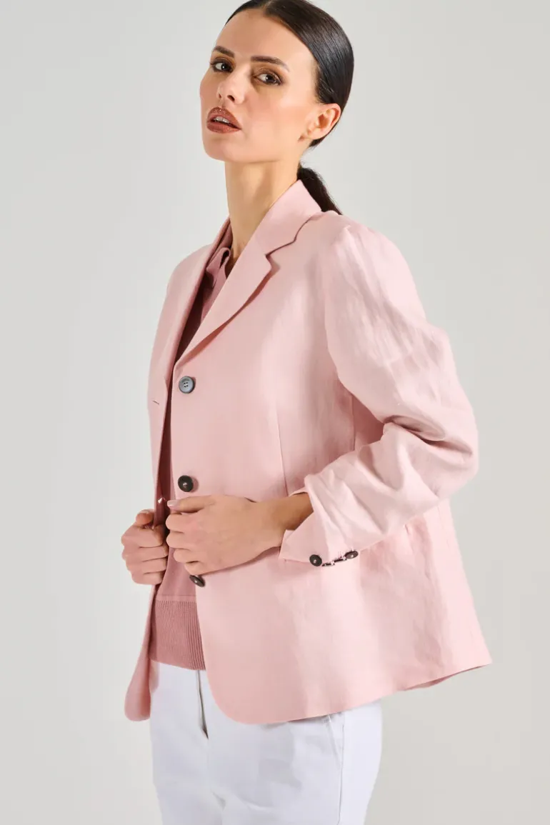 Giacca monopetto tessuto rosa