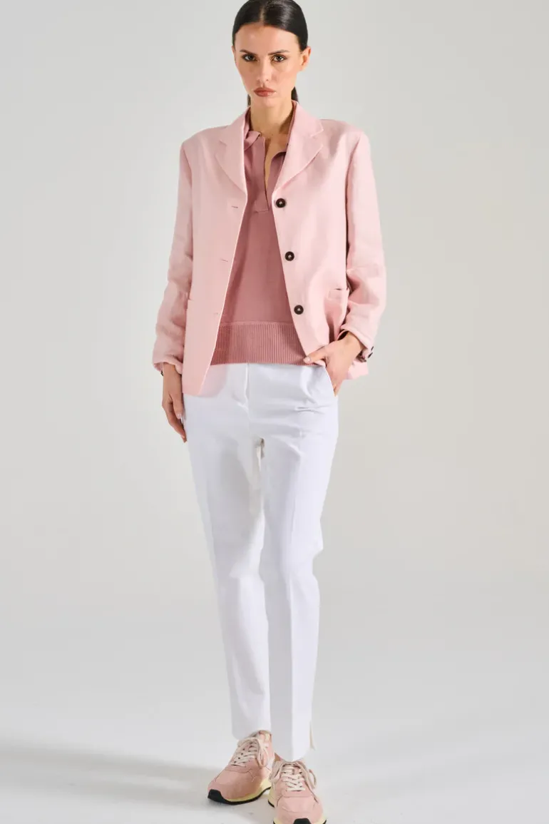 Giacca monopetto tessuto rosa