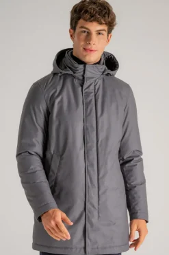Giaccone collo in maglia grigio uomo