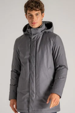 Giaccone collo in maglia grigio uomo