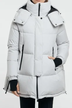 Giaccone over con spacchi laterali bianco donna