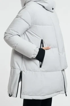 Giaccone over con spacchi laterali bianco donna